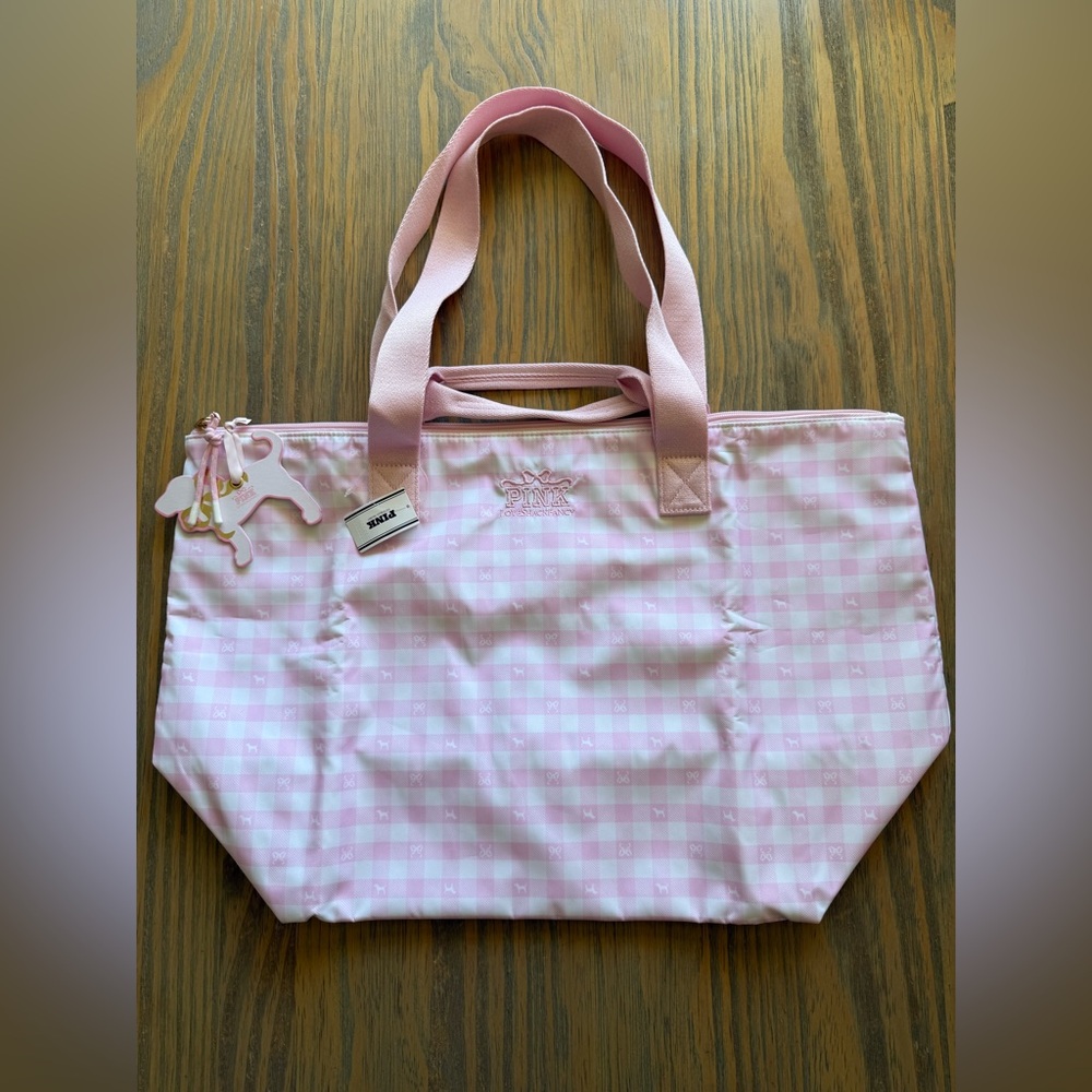 NWT Victoria’s Secret PINK X LoveShackFancy Tote Bag Gingham Travel Exclusive